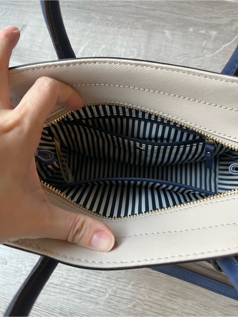 kate spade Navy, Light Blue & Cream Colorblock Satchel - Picture 4 of 13